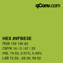 Farbcode: HEX #9FBE3E | qconv.com