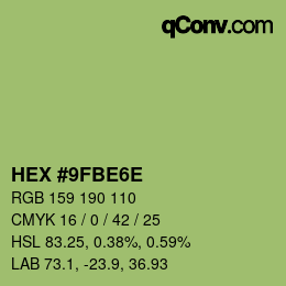Color code: HEX #9FBE6E | qconv.com