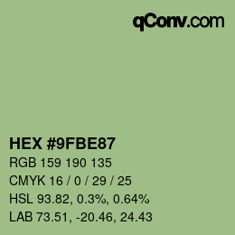 カラーコード: HEX #9FBE87 | qconv.com