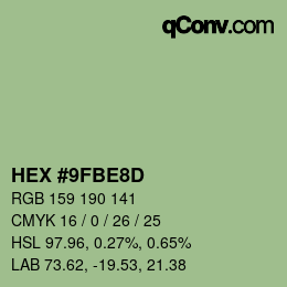 Color code: HEX #9FBE8D | qconv.com