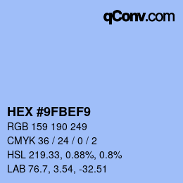颜色代码: HEX #9FBEF9 | qconv.com