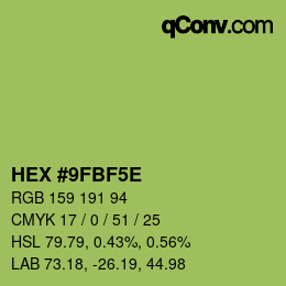 Color code: HEX #9FBF5E | qconv.com