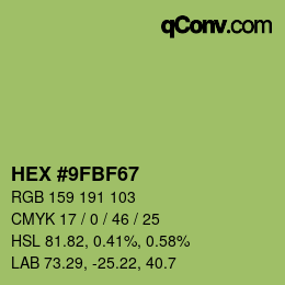 Color code: HEX #9FBF67 | qconv.com