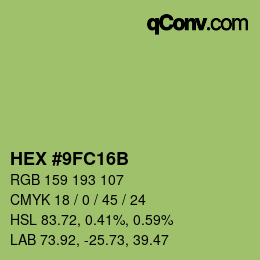 Color code: HEX #9FC16B | qconv.com