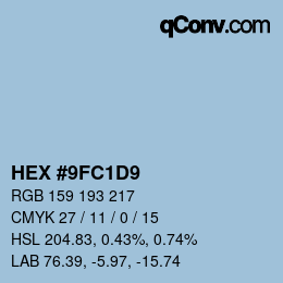 カラーコード: HEX #9FC1D9 | qconv.com