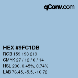 颜色代码: HEX #9FC1DB | qconv.com