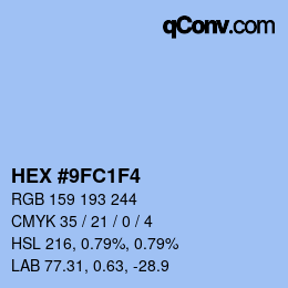 颜色代码: HEX #9FC1F4 | qconv.com