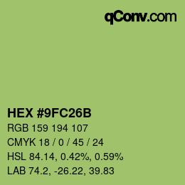Color code: HEX #9FC26B | qconv.com
