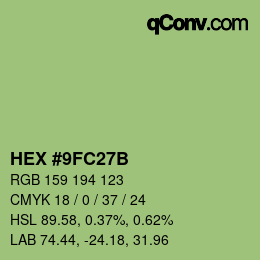 Color code: HEX #9FC27B | qconv.com