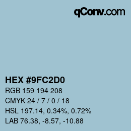 颜色代码: HEX #9FC2D0 | qconv.com