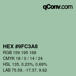 颜色代码: HEX #9FC3A8 | qconv.com