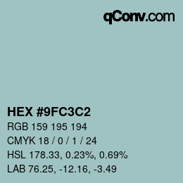 Color code: HEX #9FC3C2 | qconv.com