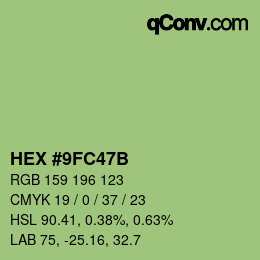 Color code: HEX #9FC47B | qconv.com