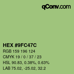 Color code: HEX #9FC47C | qconv.com