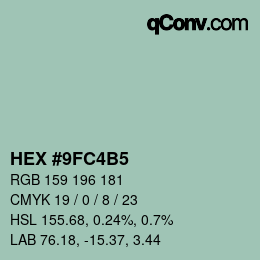 Color code: HEX #9FC4B5 | qconv.com
