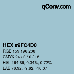 颜色代码: HEX #9FC4D0 | qconv.com