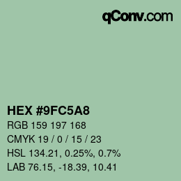 Color code: HEX #9FC5A8 | qconv.com