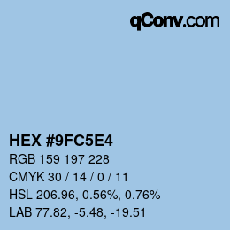 Farbcode: HEX #9FC5E4 | qconv.com