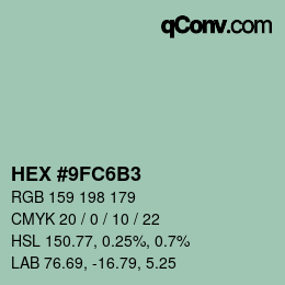 Código de color: HEX #9FC6B3 | qconv.com