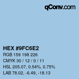 カラーコード: HEX #9FC6E2 | qconv.com