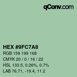 颜色代码: HEX #9FC7A8 | qconv.com