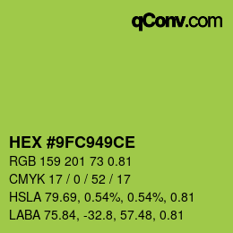 Farbcode: HEX #9FC949CE | qconv.com