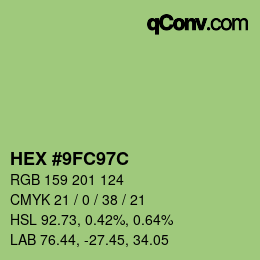 Color code: HEX #9FC97C | qconv.com