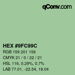 Código de color: HEX #9FC99C | qconv.com