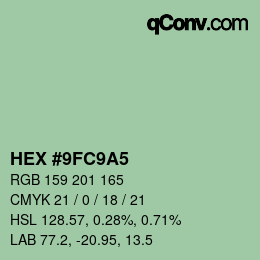 Farbcode: HEX #9FC9A5 | qconv.com