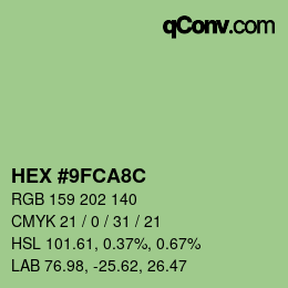 Color code: HEX #9FCA8C | qconv.com