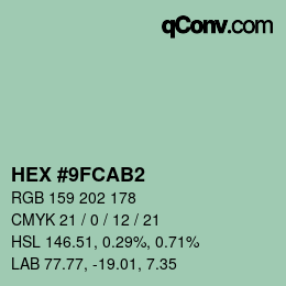 カラーコード: HEX #9FCAB2 | qconv.com