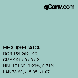 Color code: HEX #9FCAC4 | qconv.com