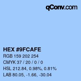 カラーコード: HEX #9FCAFE | qconv.com