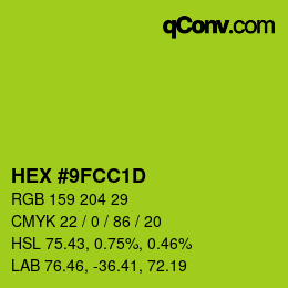カラーコード: HEX #9FCC1D | qconv.com