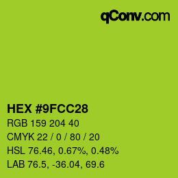 Color code: HEX #9FCC28 | qconv.com