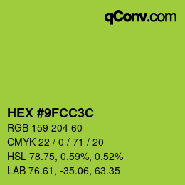 Color code: HEX #9FCC3C | qconv.com