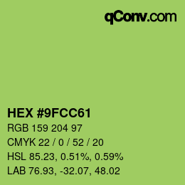 Color code: HEX #9FCC61 | qconv.com