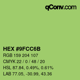 Color code: HEX #9FCC6B | qconv.com