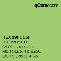 Color code: HEX #9FCC6F | qconv.com