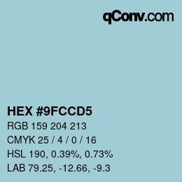 颜色代码: HEX #9FCCD5 | qconv.com