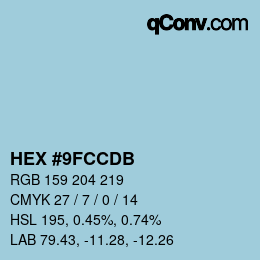 颜色代码: HEX #9FCCDB | qconv.com