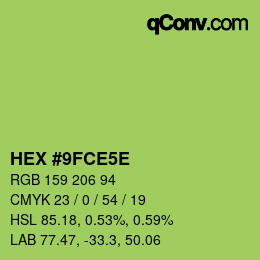 カラーコード: HEX #9FCE5E | qconv.com