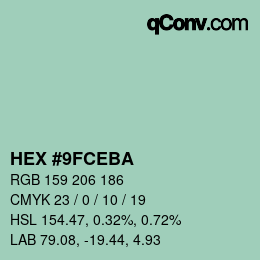Color code: HEX #9FCEBA | qconv.com