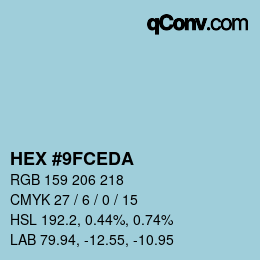 Color code: HEX #9FCEDA | qconv.com