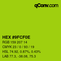 Color code: HEX #9FCF0E | qconv.com