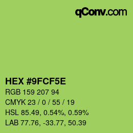 カラーコード: HEX #9FCF5E | qconv.com