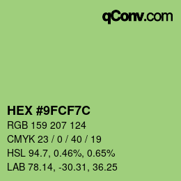 Color code: HEX #9FCF7C | qconv.com