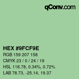 Color code: HEX #9FCF9E | qconv.com