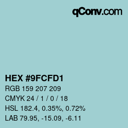 颜色代码: HEX #9FCFD1 | qconv.com