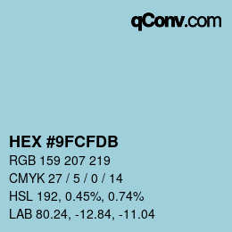 颜色代码: HEX #9FCFDB | qconv.com
